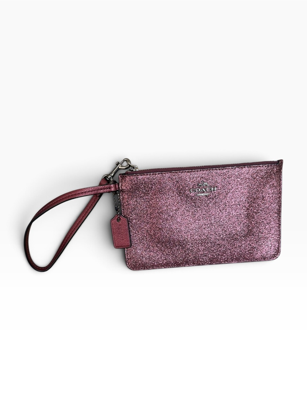 Coach Metallic Glitter Plum Burgundy Wristlet Clutch
